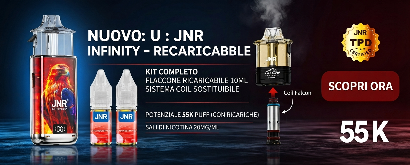 JNR Falcon GEM+ 30K – Puff Ricaricabile Svizzera | TecoVape